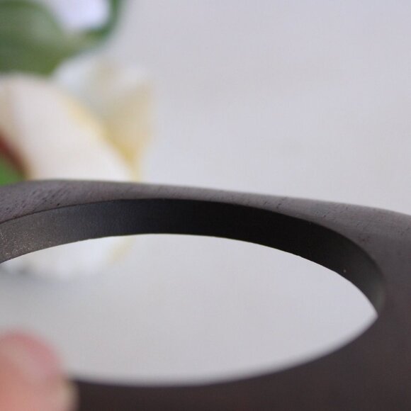 Vintage Bangle Bracelet, Brown Wood Carved Stacking Bracelet Boho Tribal Jewelry - Picture 10 of 10